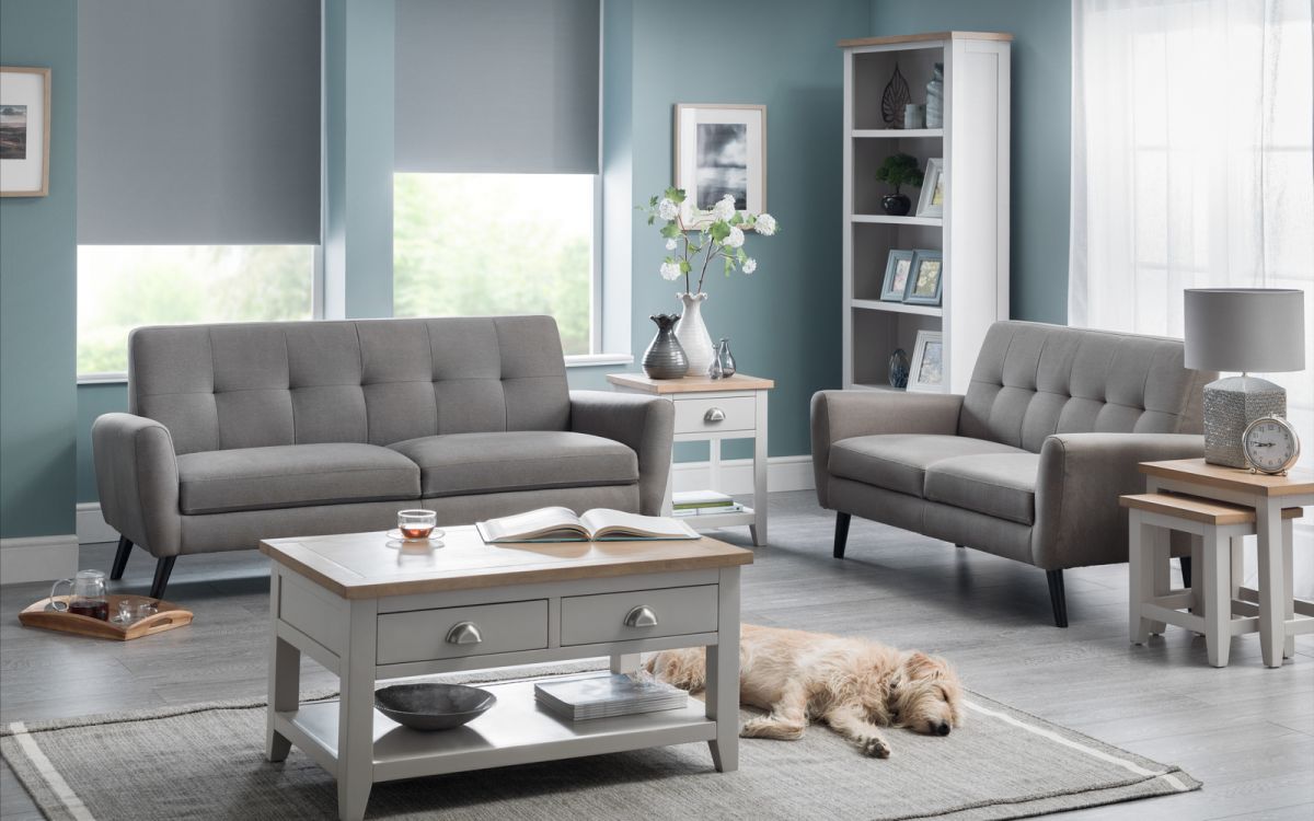 Monza 3-Seater Compact Retro Sofa- Grey