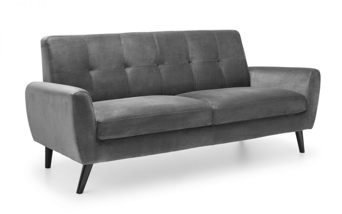 Monza 3 Seater Sofa- Grey Velvet