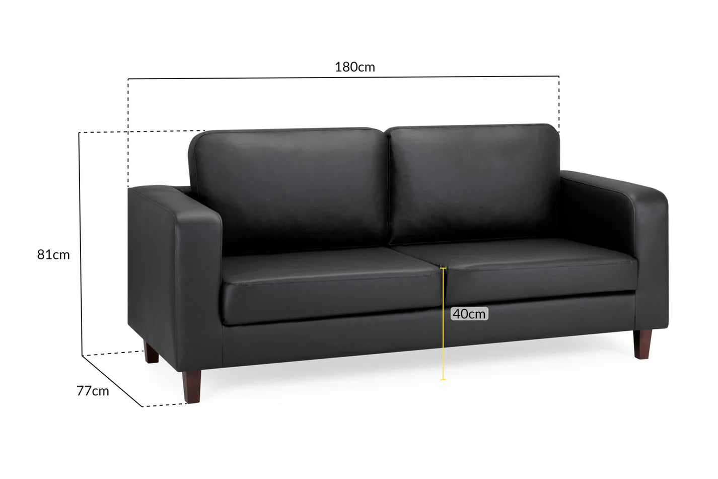Box Sofa 3 Seater: Black