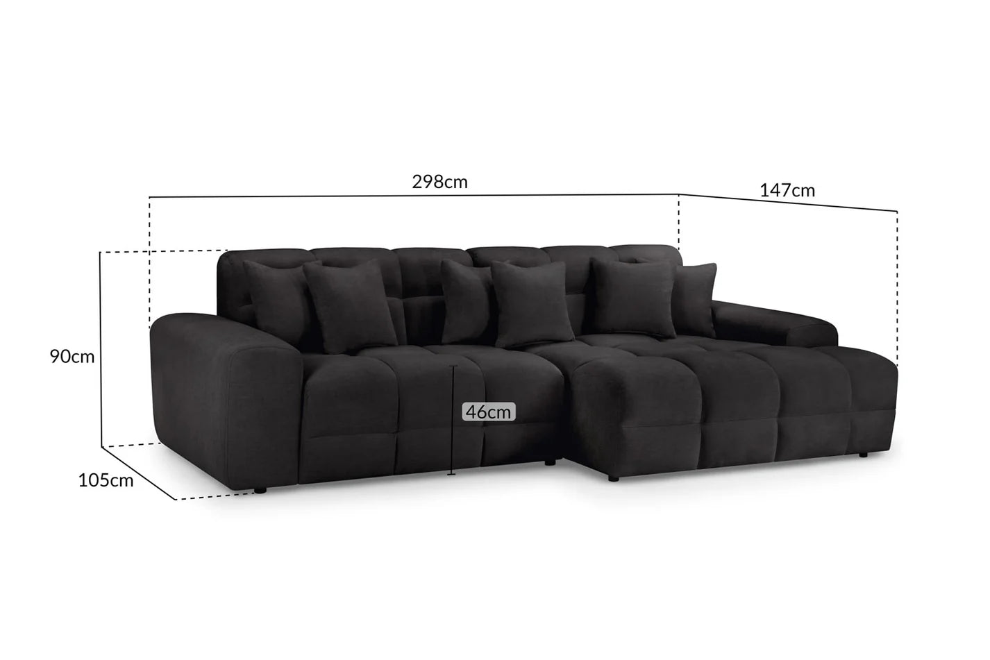 Jacob Sofa Black Right Hand Facing Corner