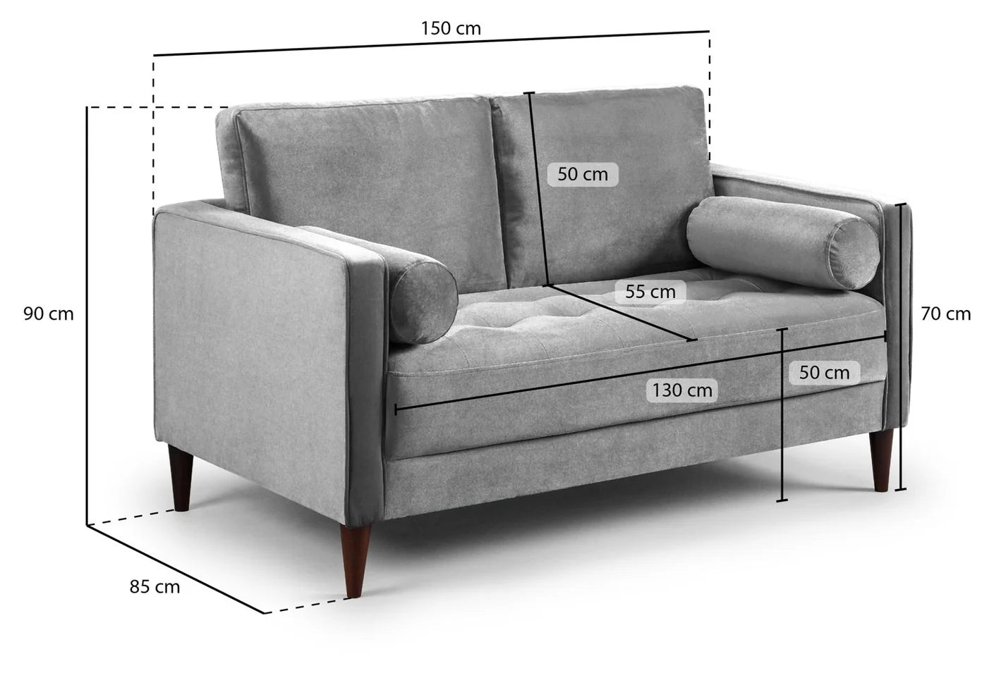 Harper Sofa Plush Grey 2 Seater