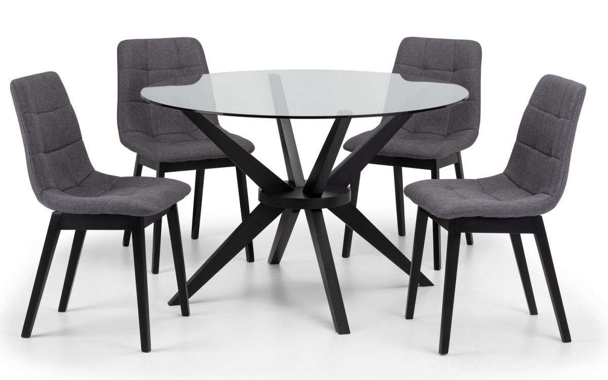 Hayden Panelled Dining Chair - Grey Linen- Set of 4
