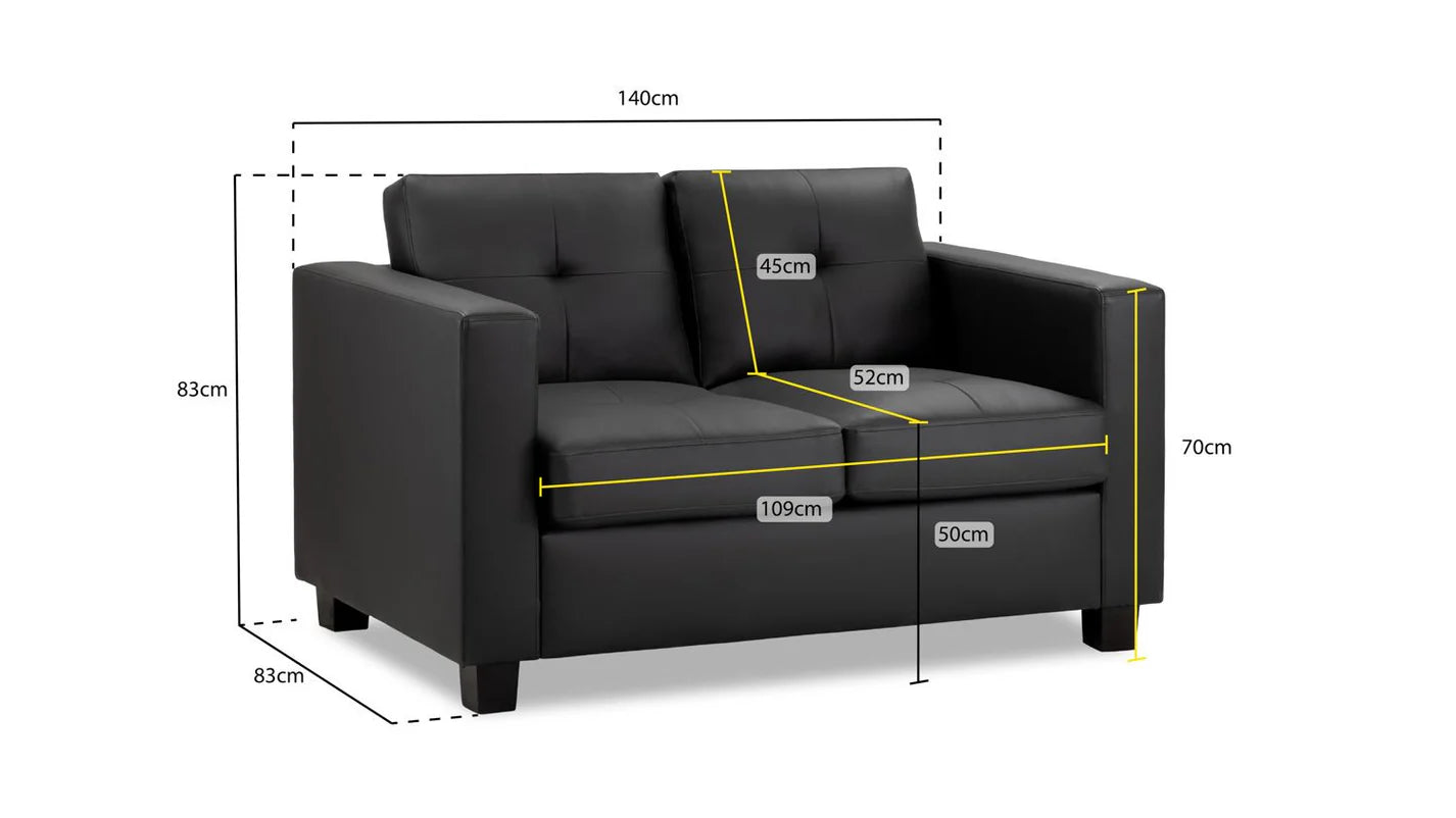Jerry 2 Seater: Black Leather