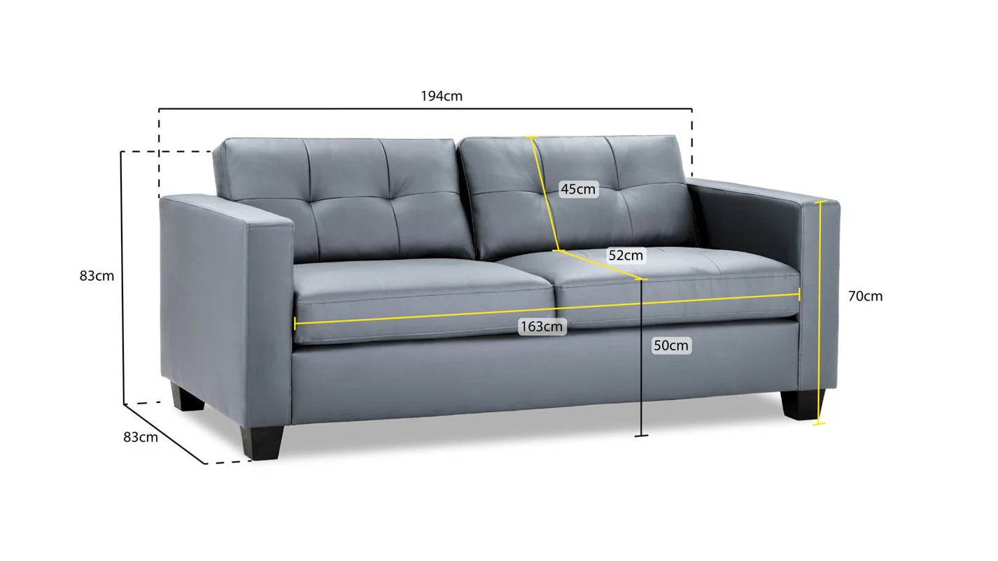 Jerry 3 Seater: Grey Leather