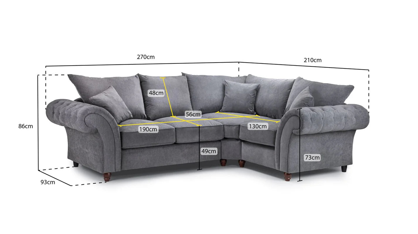Windsor Fullback Sofa Grey Right Hand Facing Corner