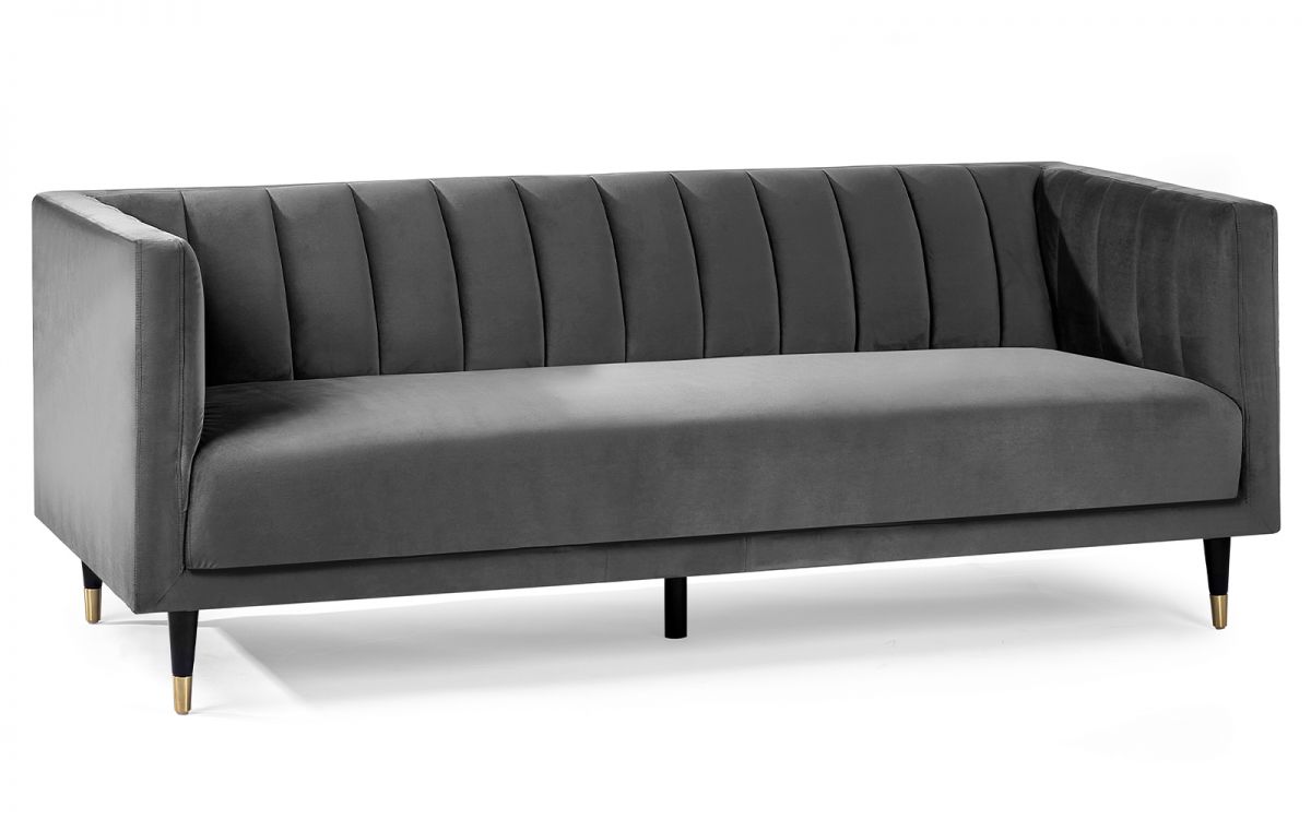 Salma Scalloped Back 3-Seater- Grey