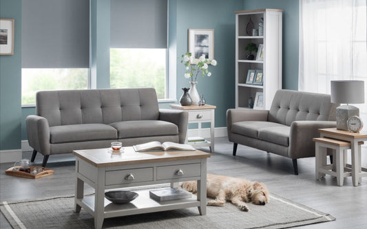 Monza 3-Seater Compact Retro Sofa- Grey