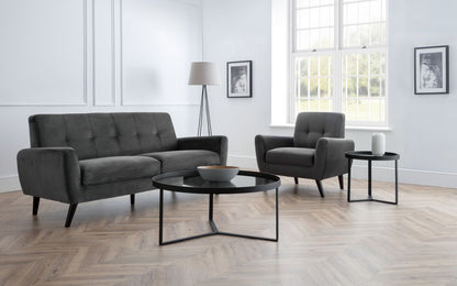 Monza 3 Seater Sofa- Grey Velvet