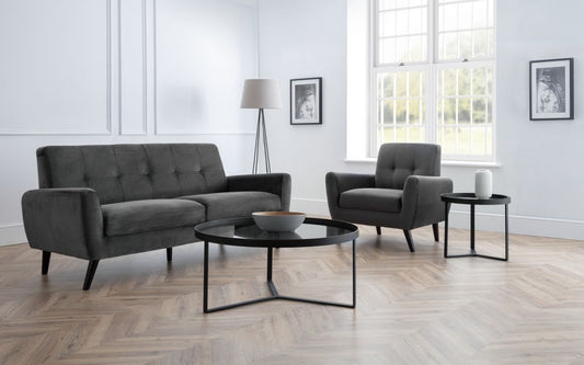Monza 3 Seater Sofa- Grey Velvet