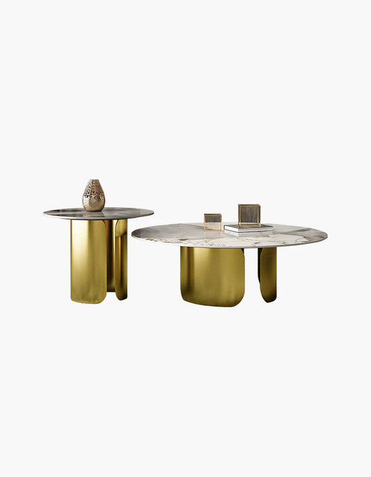 Maru Nesting Coffee Table Sintered Stone Top With Gold Base