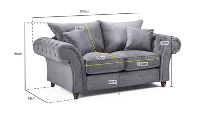 Windsor Fullback Sofa Grey 2 Seater