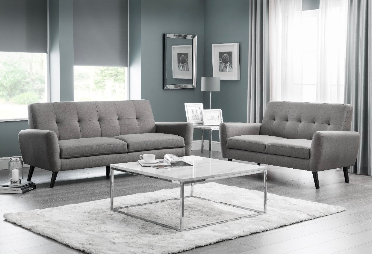 Monza 2 Seater Compact Retro Sofa- Grey