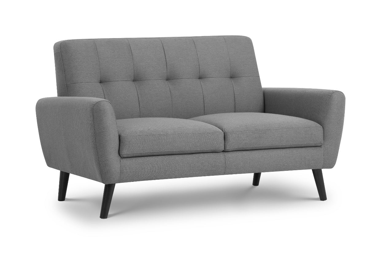 Monza 2 Seater Compact Retro Sofa- Grey