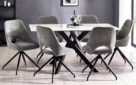 Bradley White Marble Dining Table