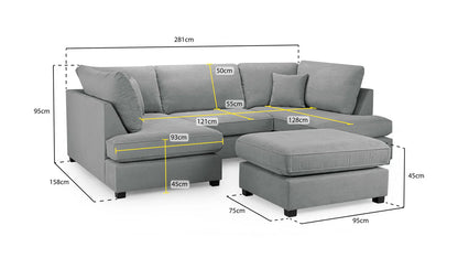 Carnaby Classic Sofa Grey U Shape Corner