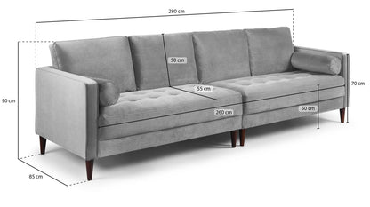 Harper Sofa Plush Grey 4 Seater