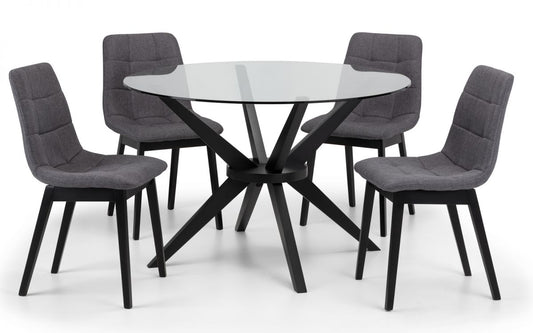 Hayden Panelled Dining Chair - Grey Linen- Set of 4