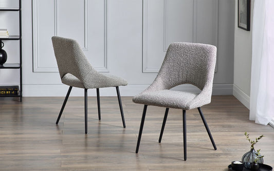 Iris Boucle Dining Chair - Grey- Pack of 4