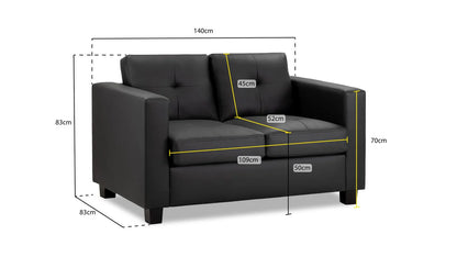 Jerry 2 Seater: Black Leather