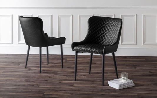 Luxe Faux Leather Dining Chair - Black- Pack of 4