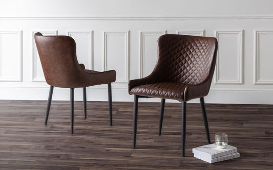 Luxe Faux Leather Dining Chair - Brown- Pack of 4