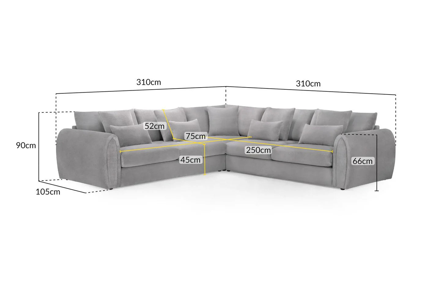 Mirabel Sofa Grey Large Corner