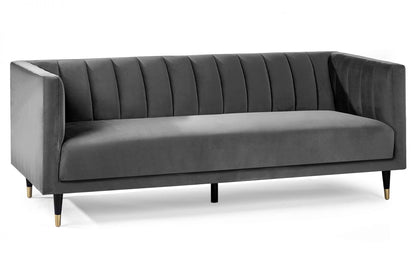 Salma Scalloped Back 3-Seater- Grey